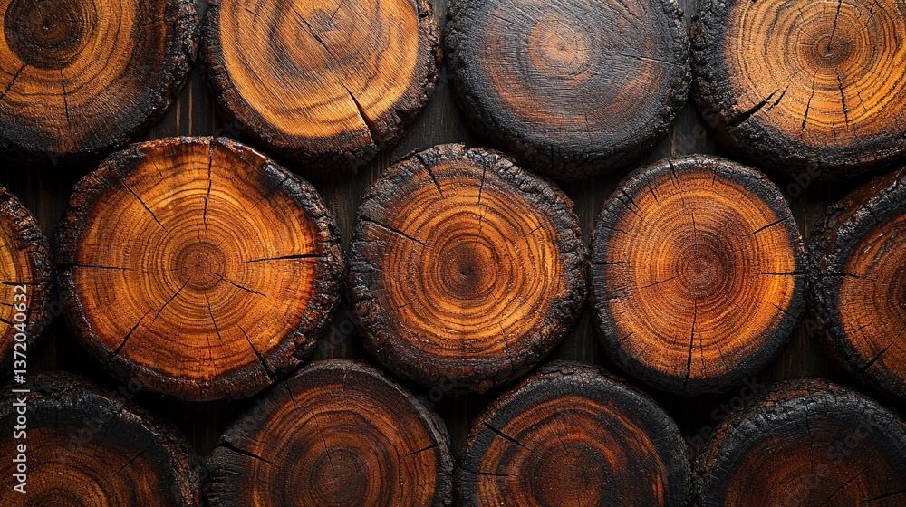 Wood logs close-up natural setting textured background earthy tones top-down perspective Wood logs close-up natural setting textured background earthy tones top-down perspective