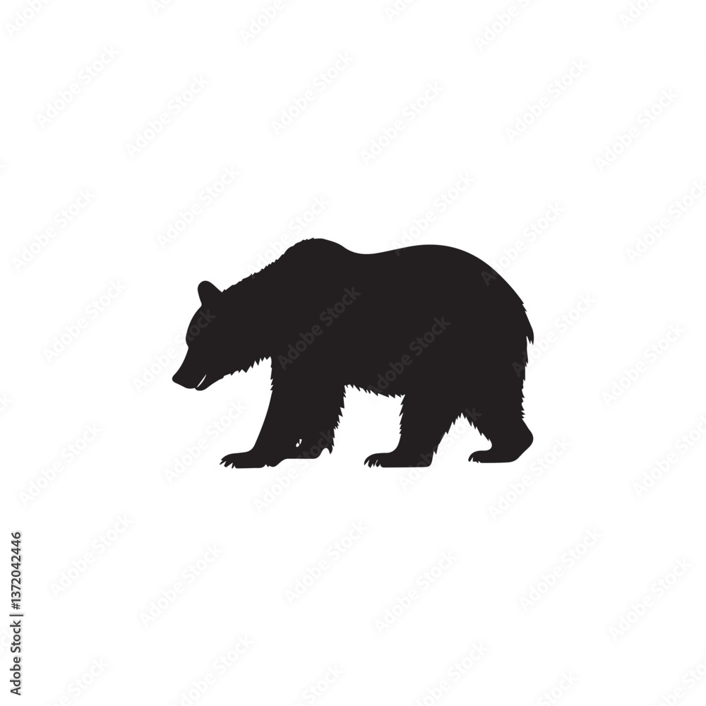 Fototapeta premium Bear Silhouette Walking Profile Vector Design.