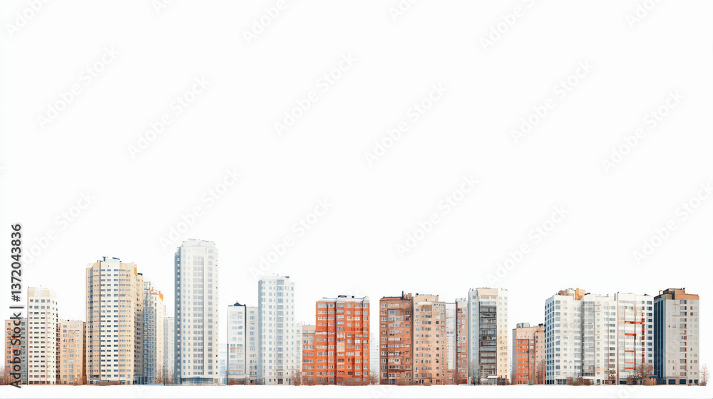 Fototapeta premium Modern city skyline skyscrapers isolated on white background. Abstract city background, city skyline in 3d form. modern city skyline, skyscrapers in Dubai, United States, Hong Kong