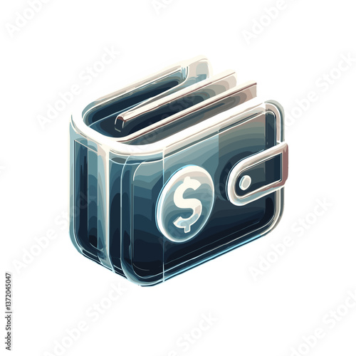 Modern wallet icon with dollar symbol in futuristic design