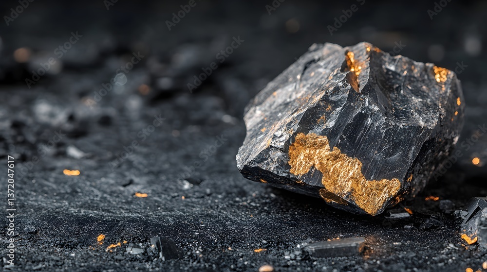 Black Rock with Gold Accents Luxury Texture and Background Black Rock with Gold Accents Luxury Texture and Background