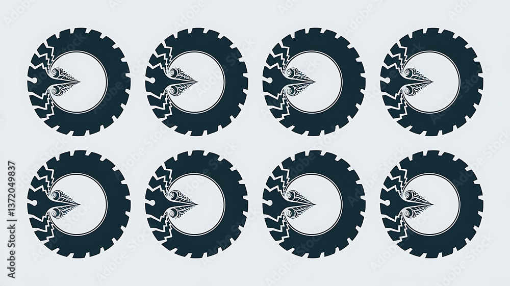 Farm tire logo design stylized floral motif vector graphic Farm tire logo design stylized floral motif vector graphic