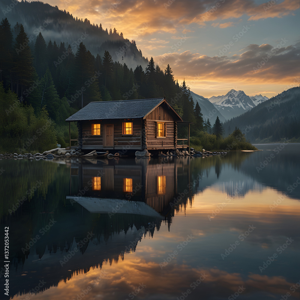 Fototapeta premium house on the lake