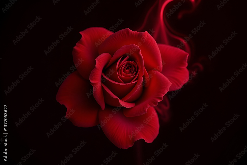 Rose and swirl of red smoke isolated on black background Rose and swirl of red smoke isolated on black background