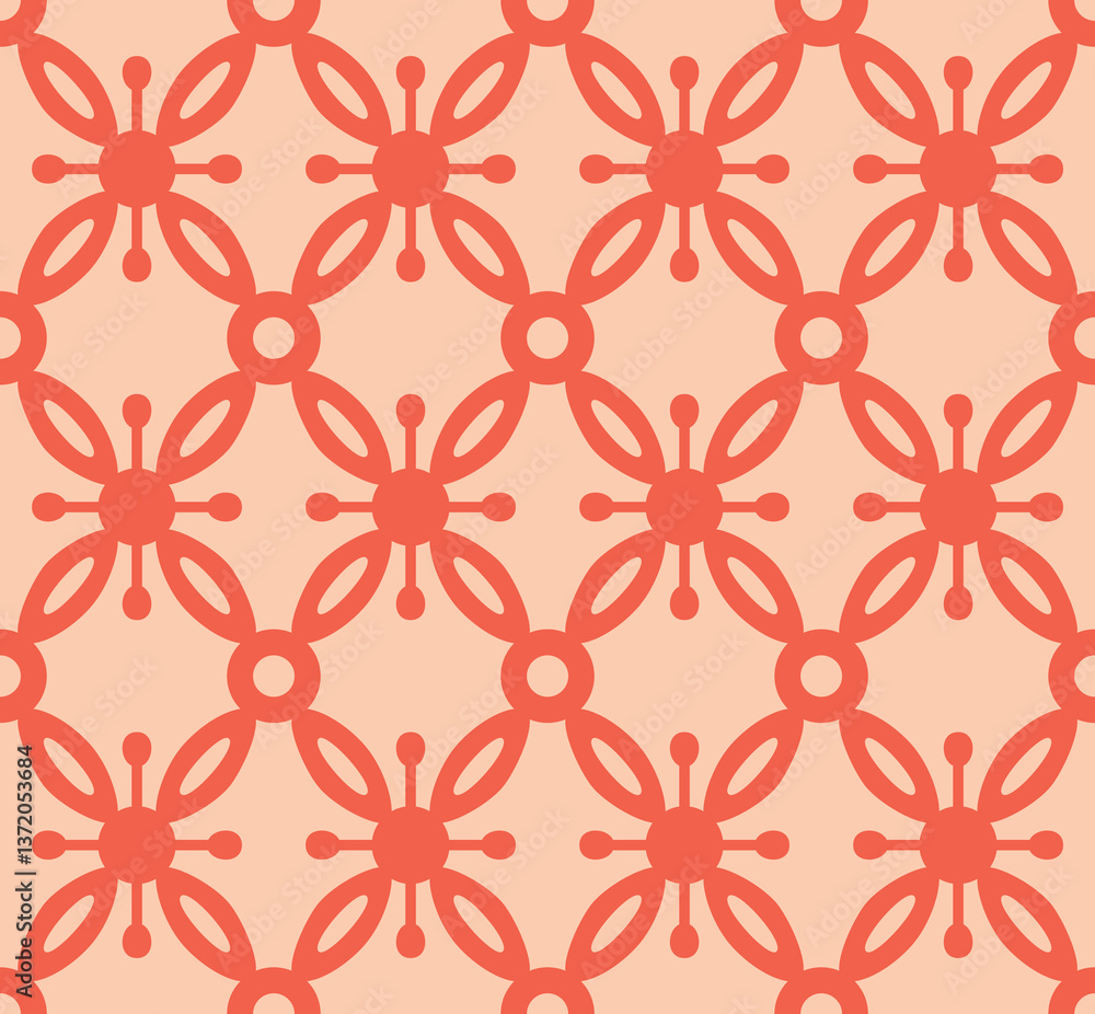 Fototapeta premium Japanese Flower Net Vector Seamless Pattern