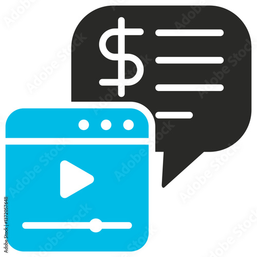 Monetization Glyph Blue Grey Icon
