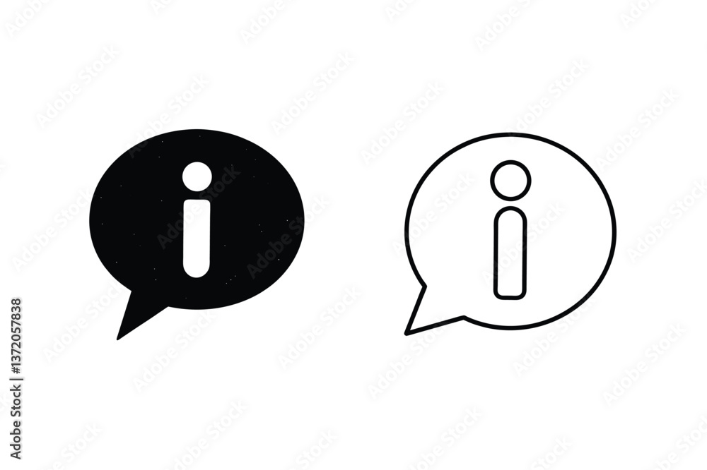 Information Icon Variations Filled and Outline Speech Bubbles