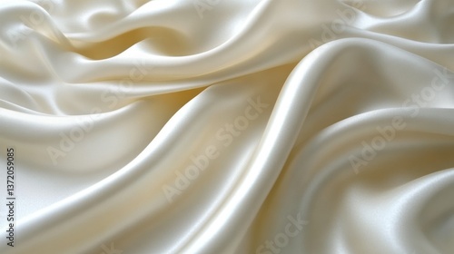 Draped ivory silk fabric, studio shot, soft light, background blur, textile design