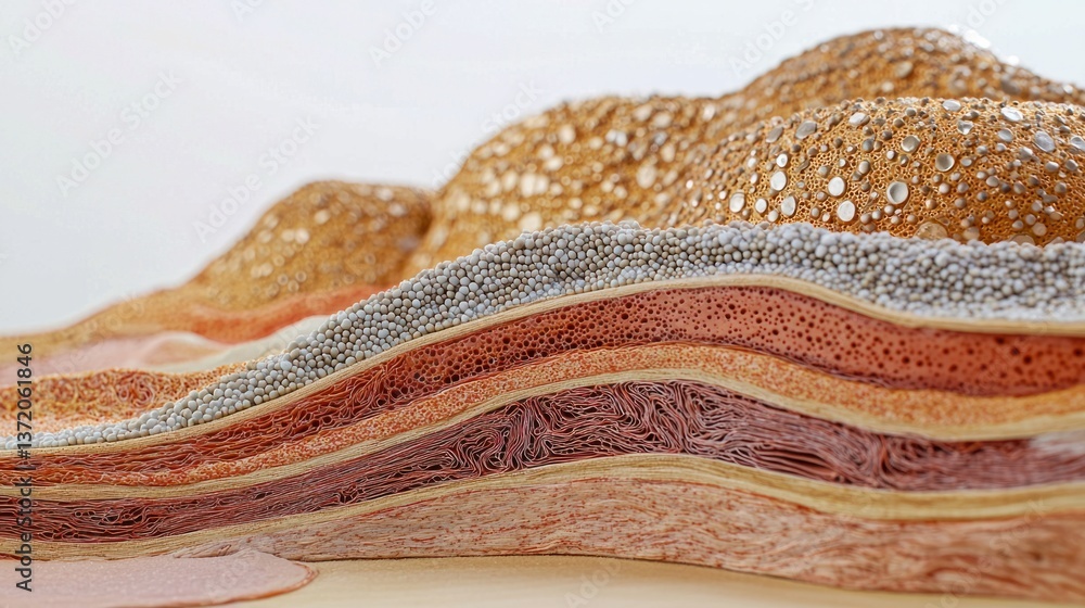 Obraz premium Intricate Layers of Textured Materials in Soft Color Palette