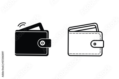 Digital Wallet Icons Contactless Payment, Finance, and Money