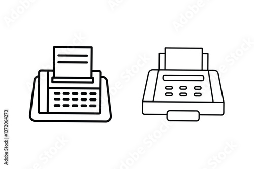 Fax Machine Icons Retro Office Communication Technology Illustrations