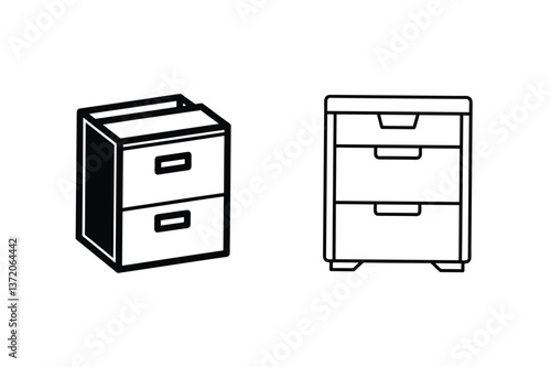 TwoDrawer and Three Drawer Cabinet Furniture Line Drawings