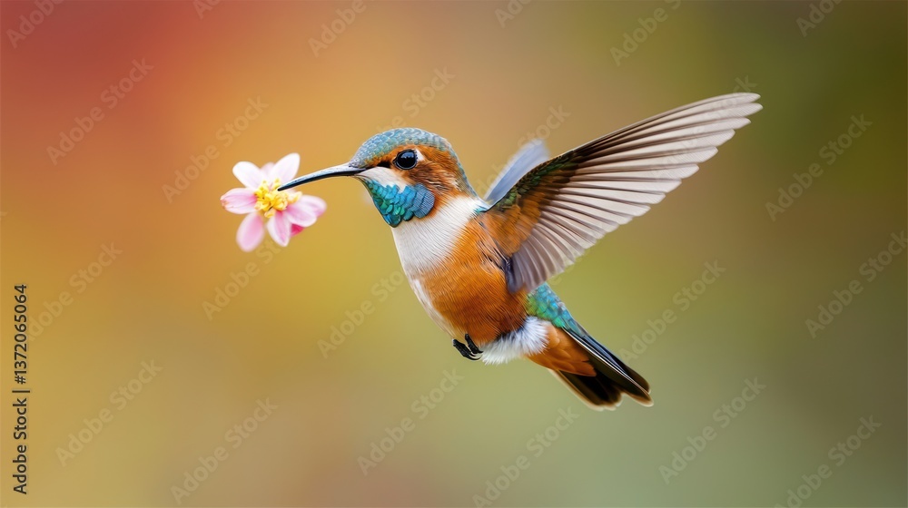 Fototapeta premium Hummingbird feeding on flower