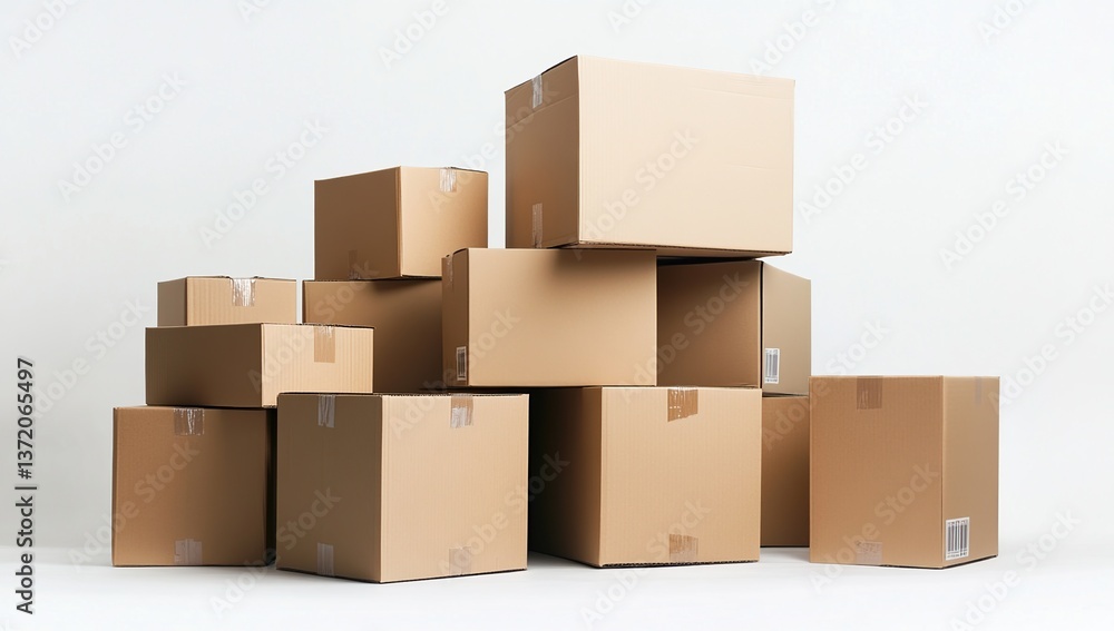 Fototapeta premium Stacking Cardboard Boxes: A Guide to Efficient Packing and Organization for Storage