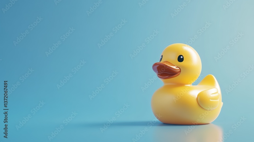 Yellow rubber ducky on blue Yellow rubber ducky on blue