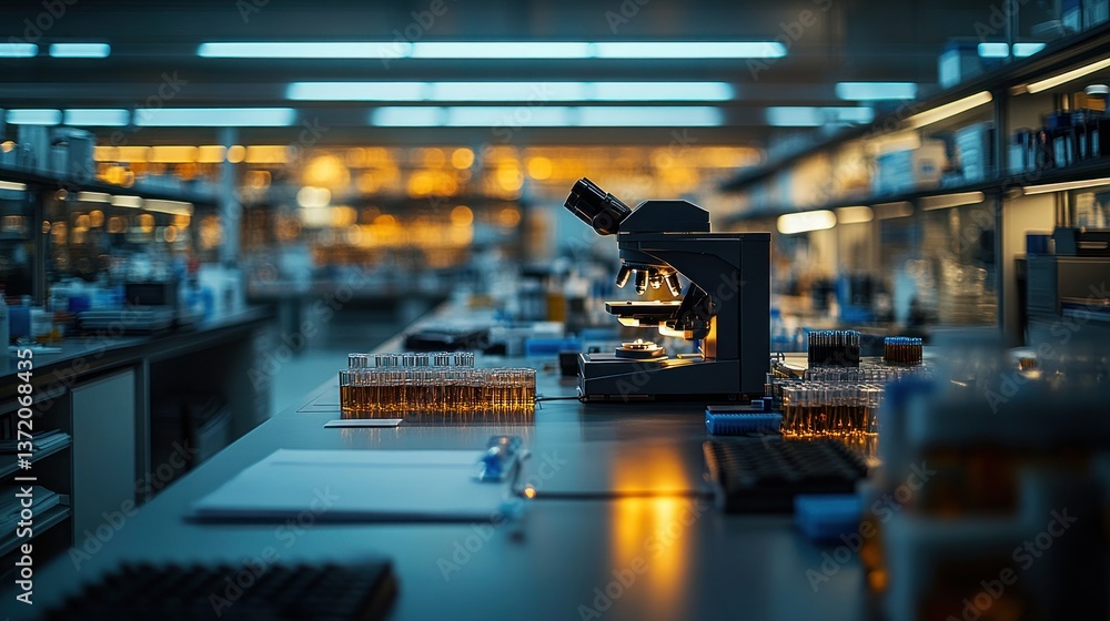 Obraz premium Lab Microscope Research Night Science Analysis