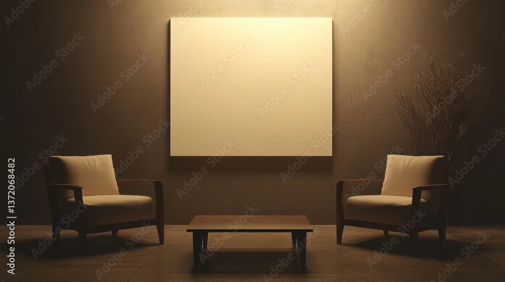 Fototapeta premium a room with two chairs and a table