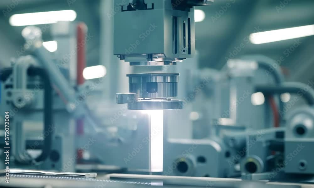 Industrial Machine with Metal Part in Focus Industrial Machine with Metal Part in Focus