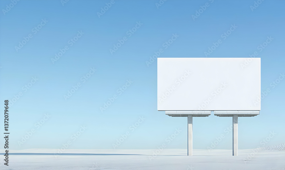 Obraz premium Empty Billboard Against Clear Blue Sky in Open Landscape
