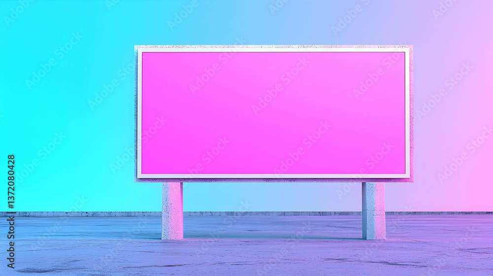 Fototapeta premium Minimalist Blank Billboard on Colorful Background with Gradient Effects