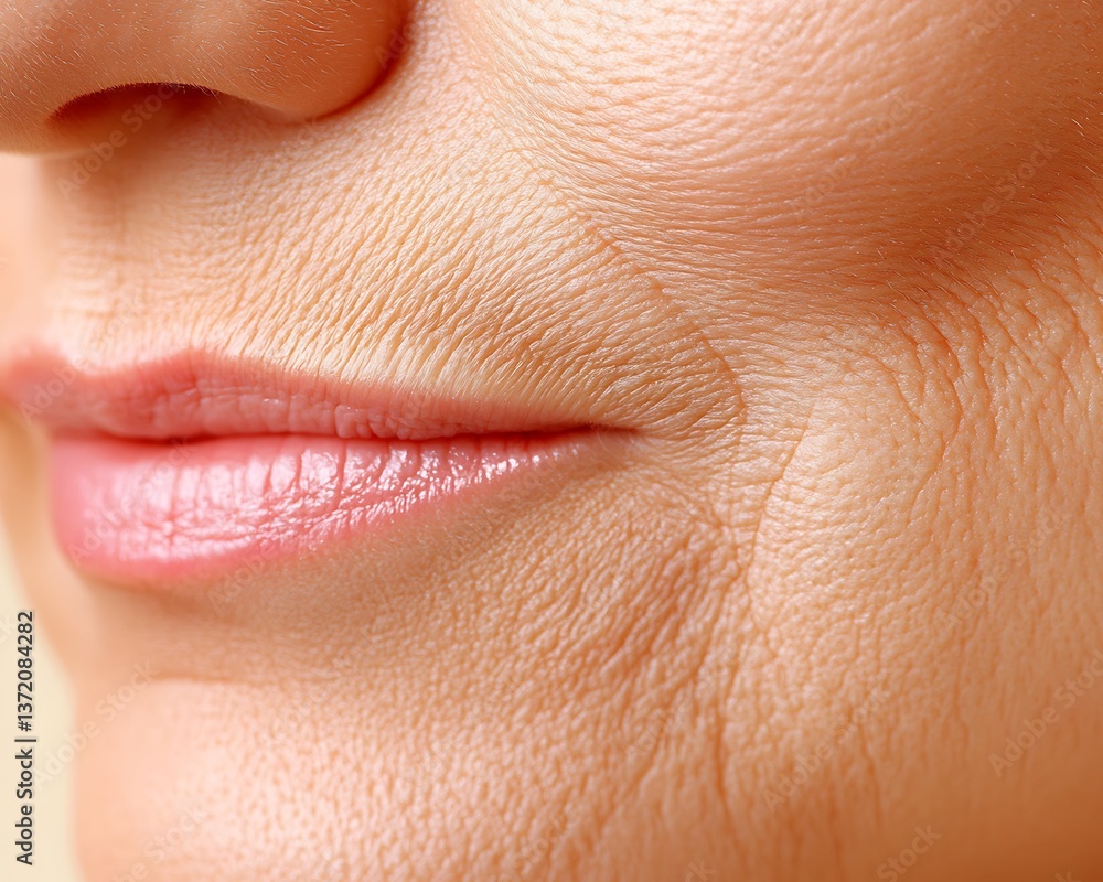 Fototapeta premium A close up image of a womans face showing wrinkles