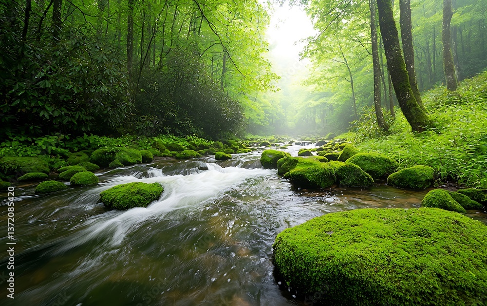 Obraz premium Misty Mountain Stream