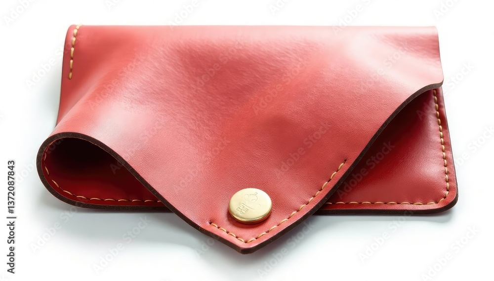 Leather flap, folded, isolated on white background, supple, apparel Leather flap, folded, isolated on white background, supple, apparel