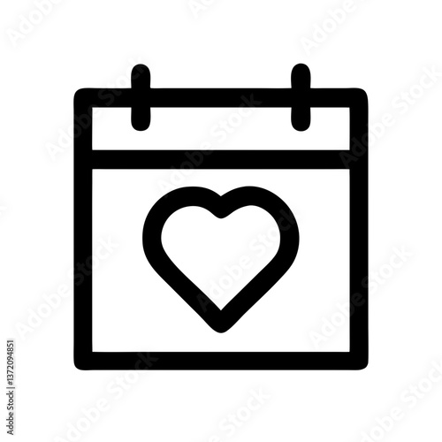 A line art icon of a calendar with a heart. This image is for websites or blogs about dating, anniversaries, events, or special days.

