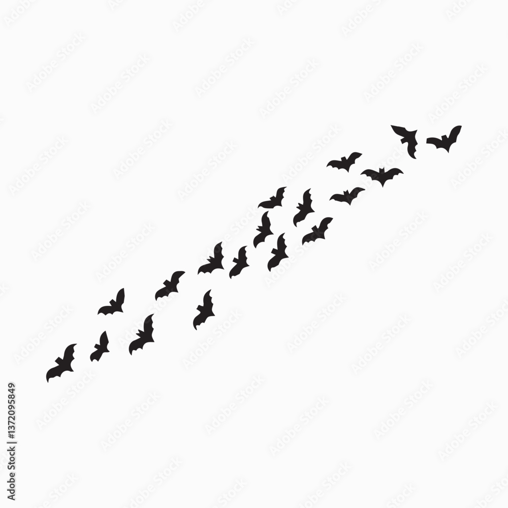 Obraz premium Flock of Bat Silhouettes in Flight.