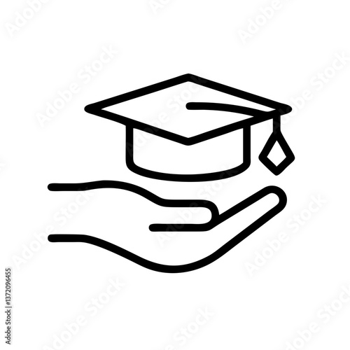 A hand is shown holding a graduation cap symbolizing education, achievement and graduation for websites and blogs related to education, philanthropy and academic success.