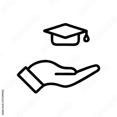 A hand is shown holding a graduation cap symbolizing education, achievement and graduation for websites and blogs related to education, philanthropy and academic success.