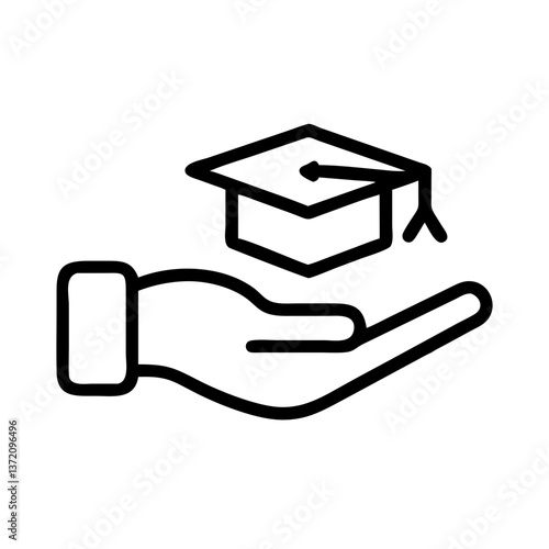 A hand is shown holding a graduation cap symbolizing education, achievement and graduation for websites and blogs related to education, philanthropy and academic success.