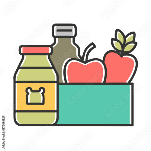 Lunchbox, food, icon. Represents packed lunch, healthy eating, or picnic. Ideal for food, health, or lifestyle-related content