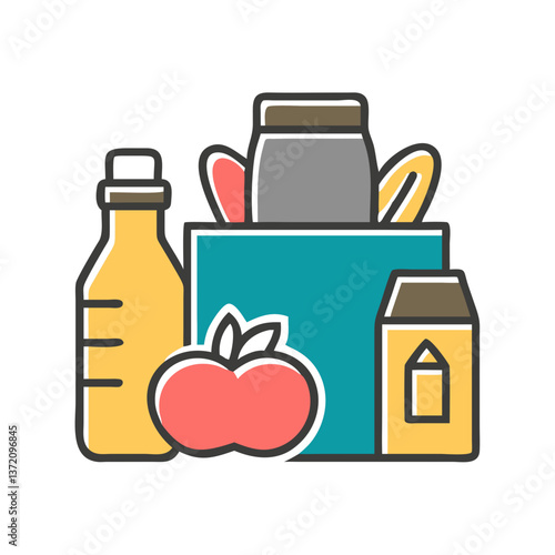 Lunchbox, food, icon. Represents packed lunch, healthy eating, or picnic. Ideal for food, health, or lifestyle-related content