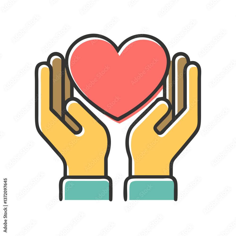 Obraz premium pair of hands gently cradles heart,symbolizing love,care,and support for websites and blogs focusing on relationships,health,charity,and emotional well-being