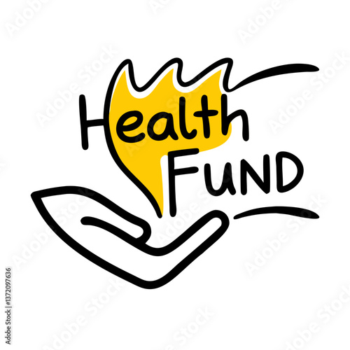 A logo featuring a hand supporting a yellow flame-like shape with "Health Fund" text, perfect for websites or blogs about healthcare financing, charitable initiatives, or wellness programs.

