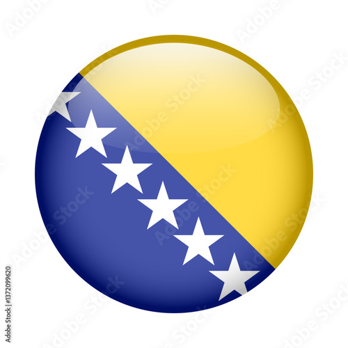 Billede på lærred flag of Bosnia and Herzegovina, button round glossy icon