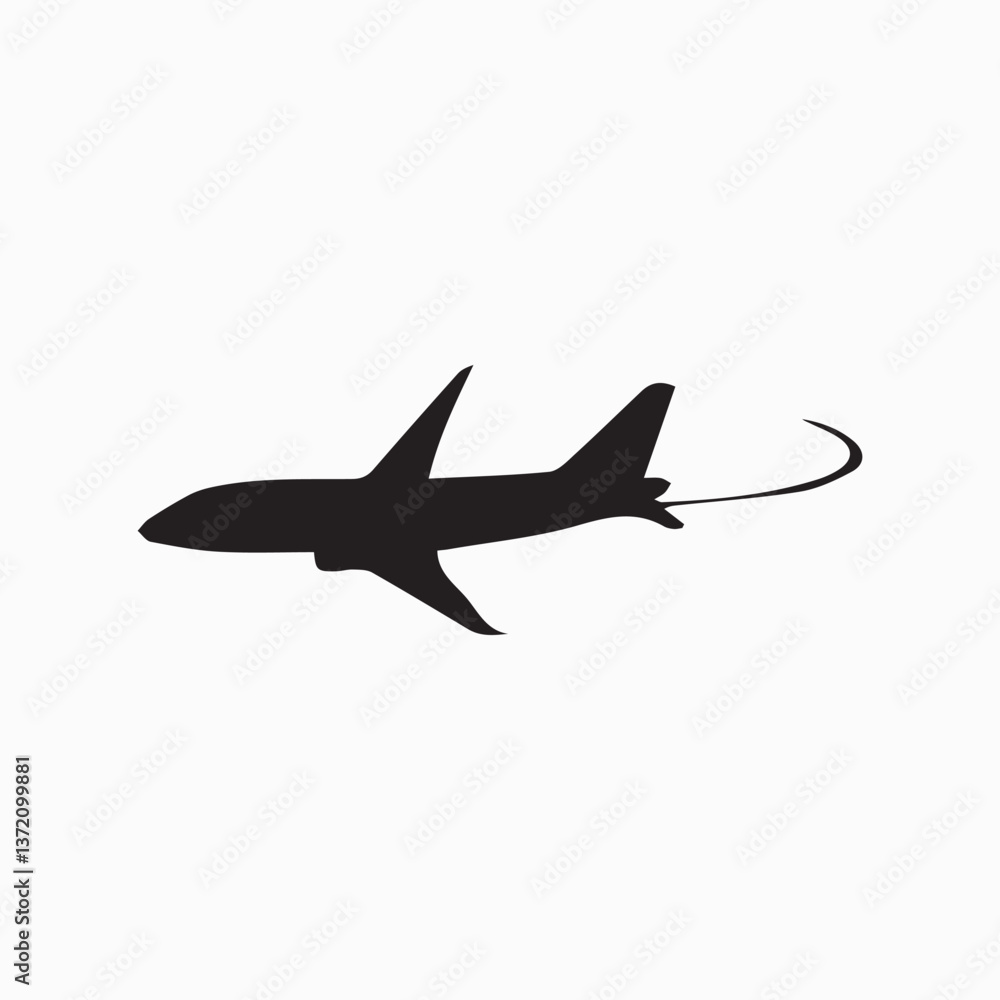 Naklejka premium Airplane Silhouette with Trail.