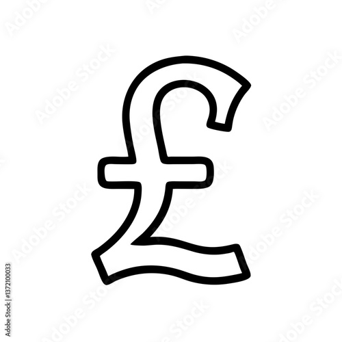 Black symbol for the pound sterling (£) on white background.symbol is used to represent the British pound sterling and other currencies for financial websites,blogs about the UK economy or articles 