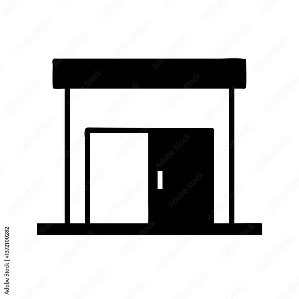 Simple shop front icon with awning and door. Use on websites and blogs about local businesses, retail, shopping, small enterprises, and store locations. Simple shop front icon with awning and door. Use on websites and blogs about local businesses, retail, shopping, small enterprises, and store locations.