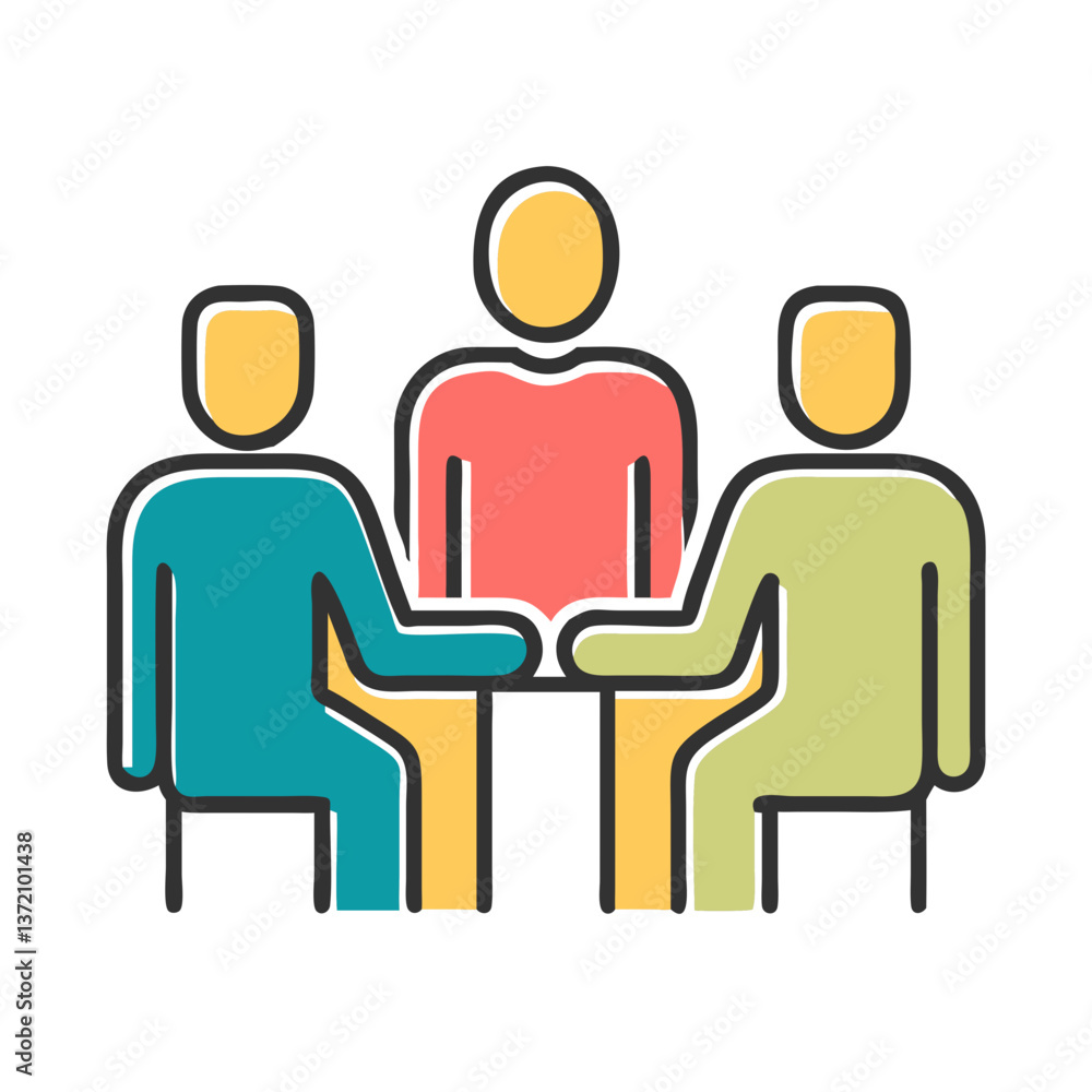 An icon with figures of people engaged in conversation or interaction.This can symbolize teamwork,discussion or group setting.Suitable for websites and blogs dedicated to collaboration, communication An icon with figures of people engaged in conversation or interaction.This can symbolize teamwork,discussion or group setting.Suitable for websites and blogs dedicated to collaboration, communication