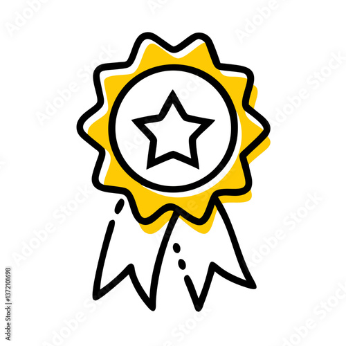 star badge icon,featuring central star within circle and ribbon below,symbolizes achievement and quality for websites and blogs related to education,awards,reviews,to highlight top-rated content