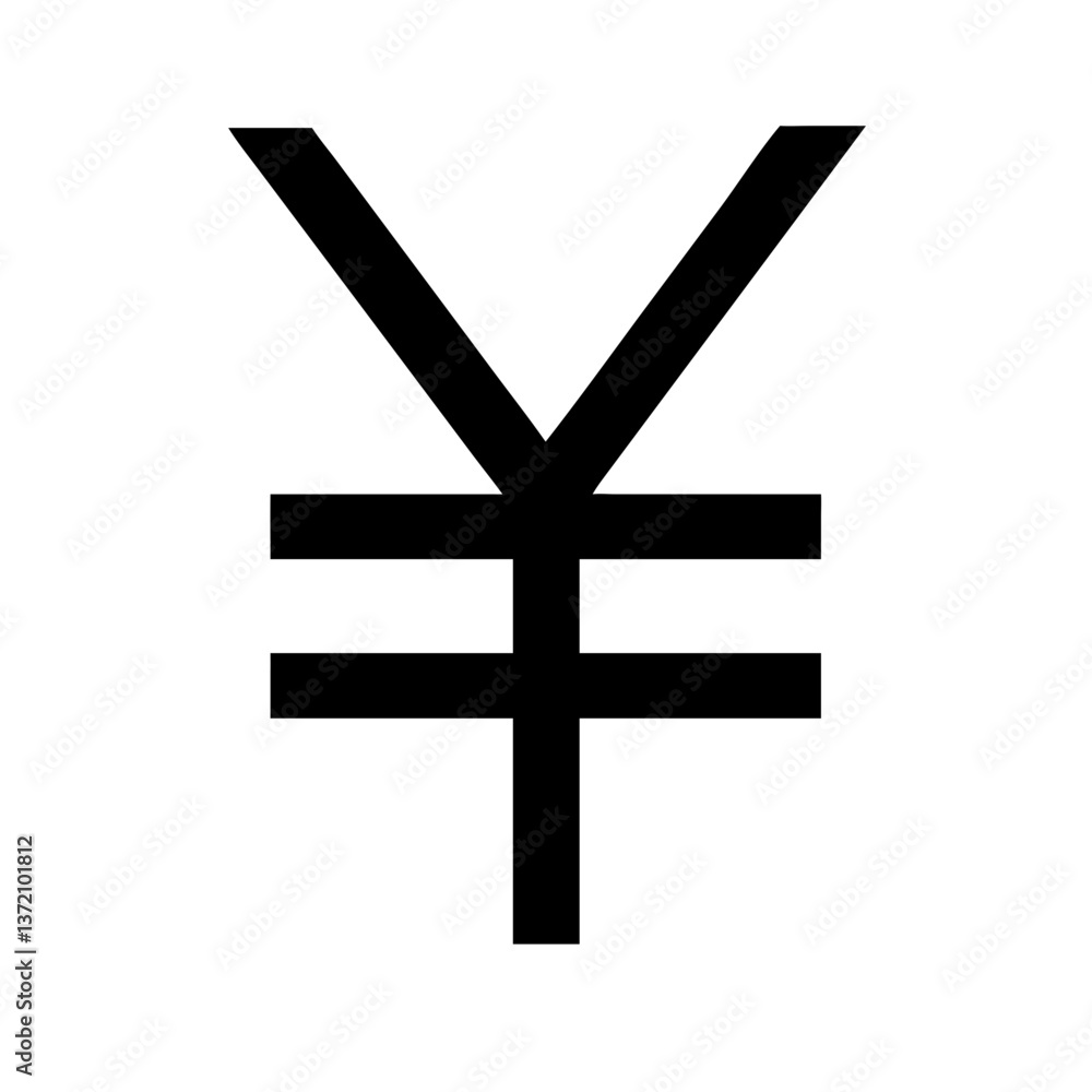 black Yen or Yuan currency symbol is displayed prominently on white background for financial websites,blogs about economics,or for content related to international trade and currency exchange black Yen or Yuan currency symbol is displayed prominently on white background for financial websites,blogs about economics,or for content related to international trade and currency exchange