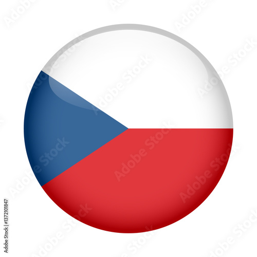 flag of Czech, button round glossy icon