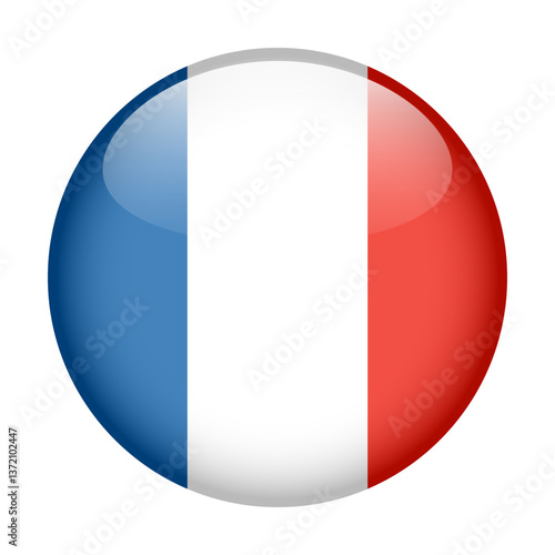 flag of France, button round glossy icon