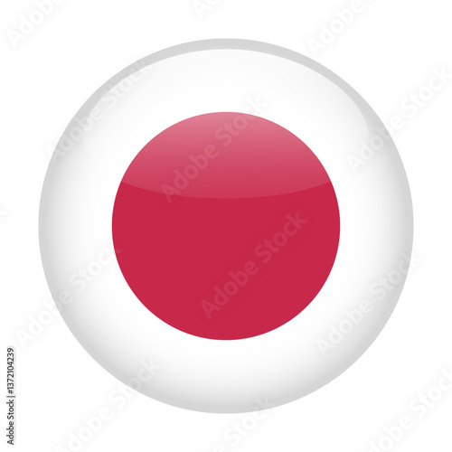 flag of Japan, button round glossy icon