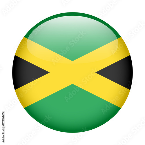flag of Jamaica, button round glossy icon