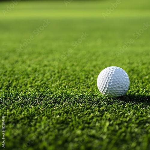 Golf ball in play on lush green course sport photography outdoor setting close-up view action shot