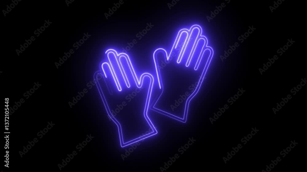 Glowing neon glove icon isolated on black background. HD Video motion graphic animation Glowing neon glove icon isolated on black background. HD Video motion graphic animation