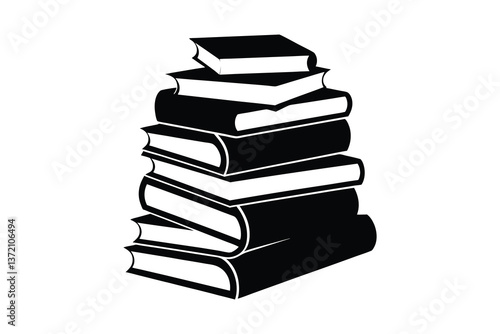stack of books on white background